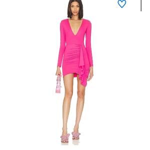 REVOLVE Superdown White Label Martyna Deep V Fully Lined Dress In Fuchsia
